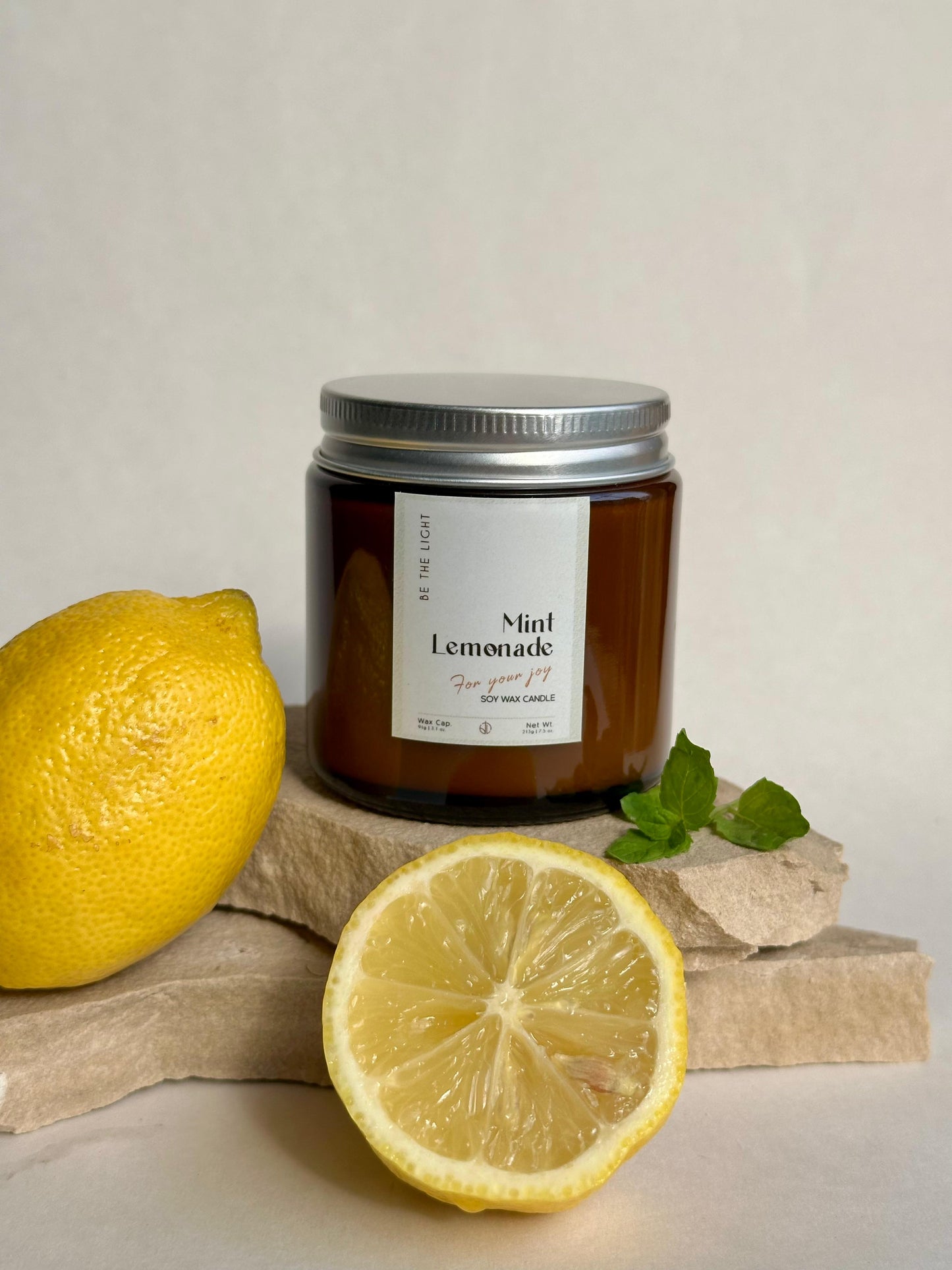 Mint Lemonade Scented Candle – Hand-Poured & 100% Organic Soy Wax