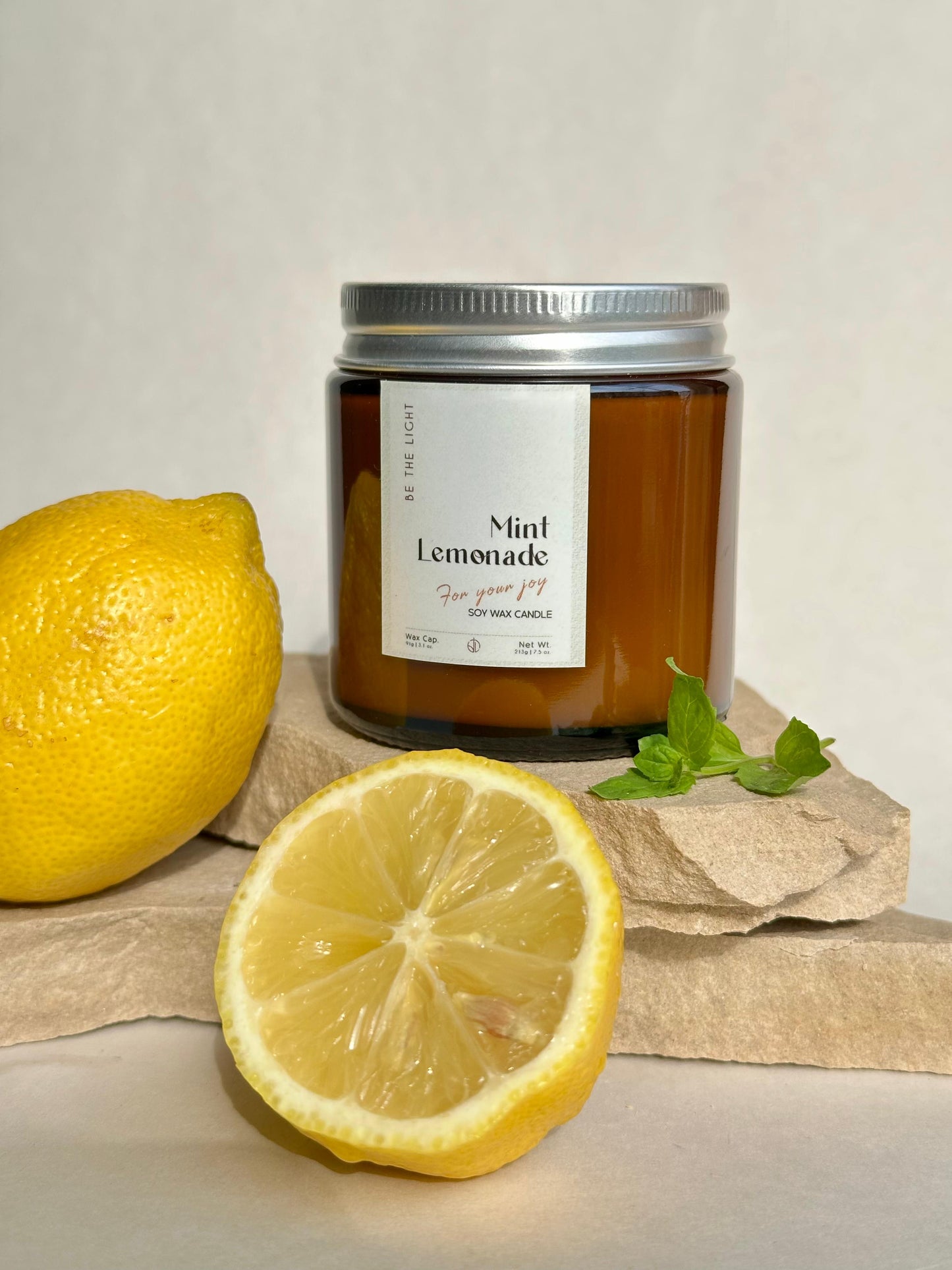 Mint Lemonade Scented Candle – Hand-Poured & 100% Organic Soy Wax