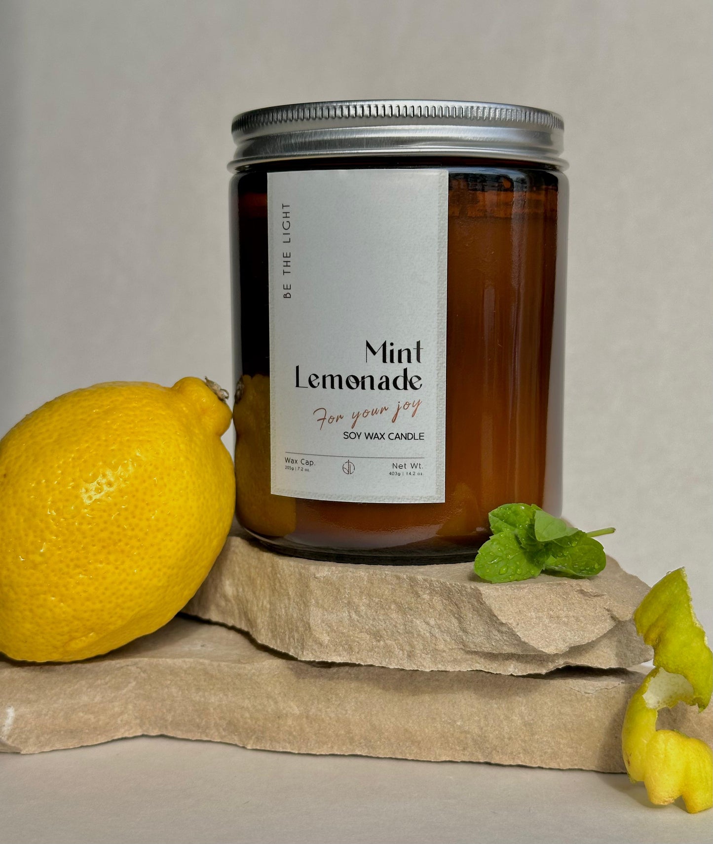 Mint Lemonade Scented Candle – Hand-Poured & 100% Organic Soy Wax