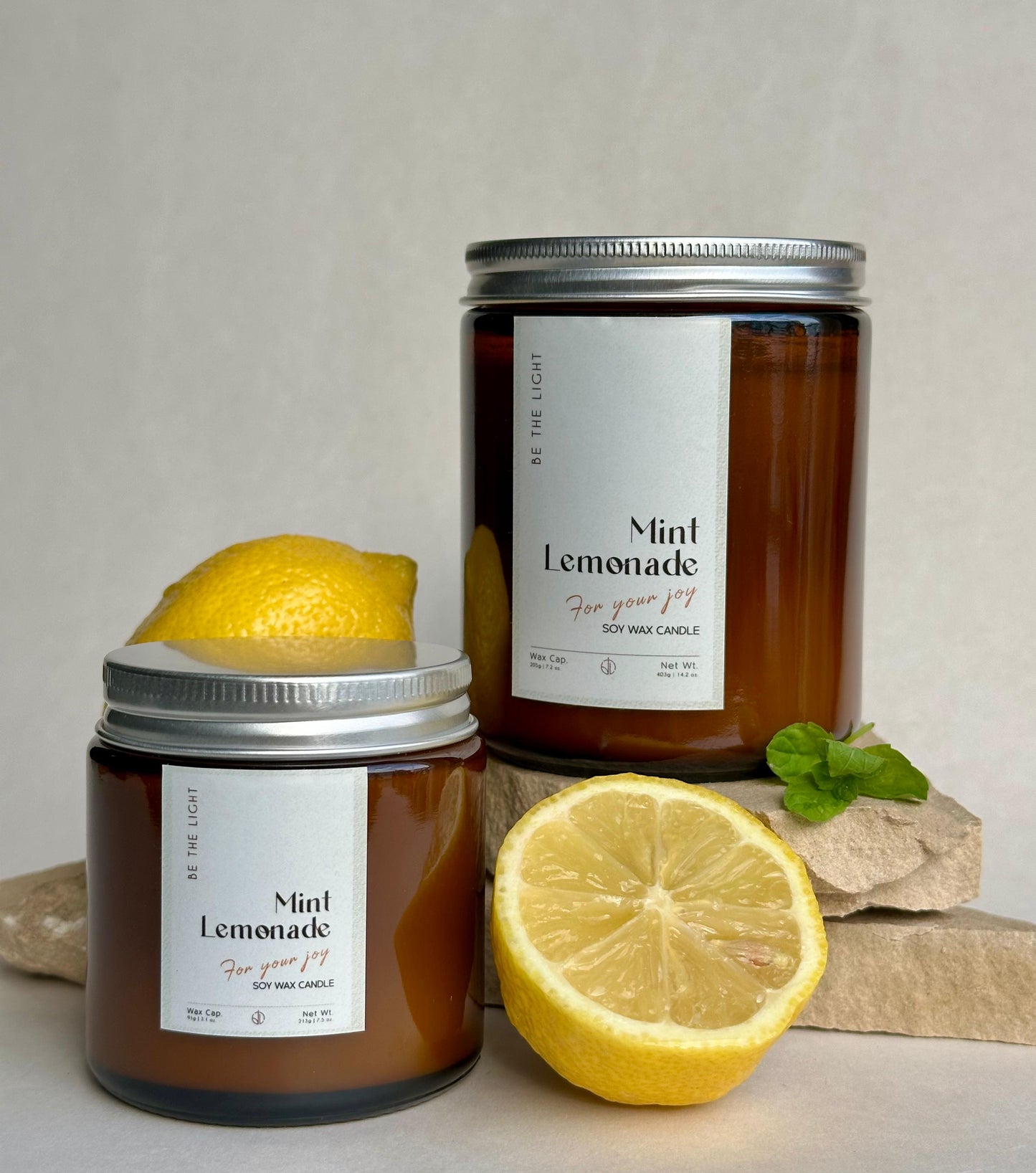 Mint Lemonade Scented Candle – Hand-Poured & 100% Organic Soy Wax