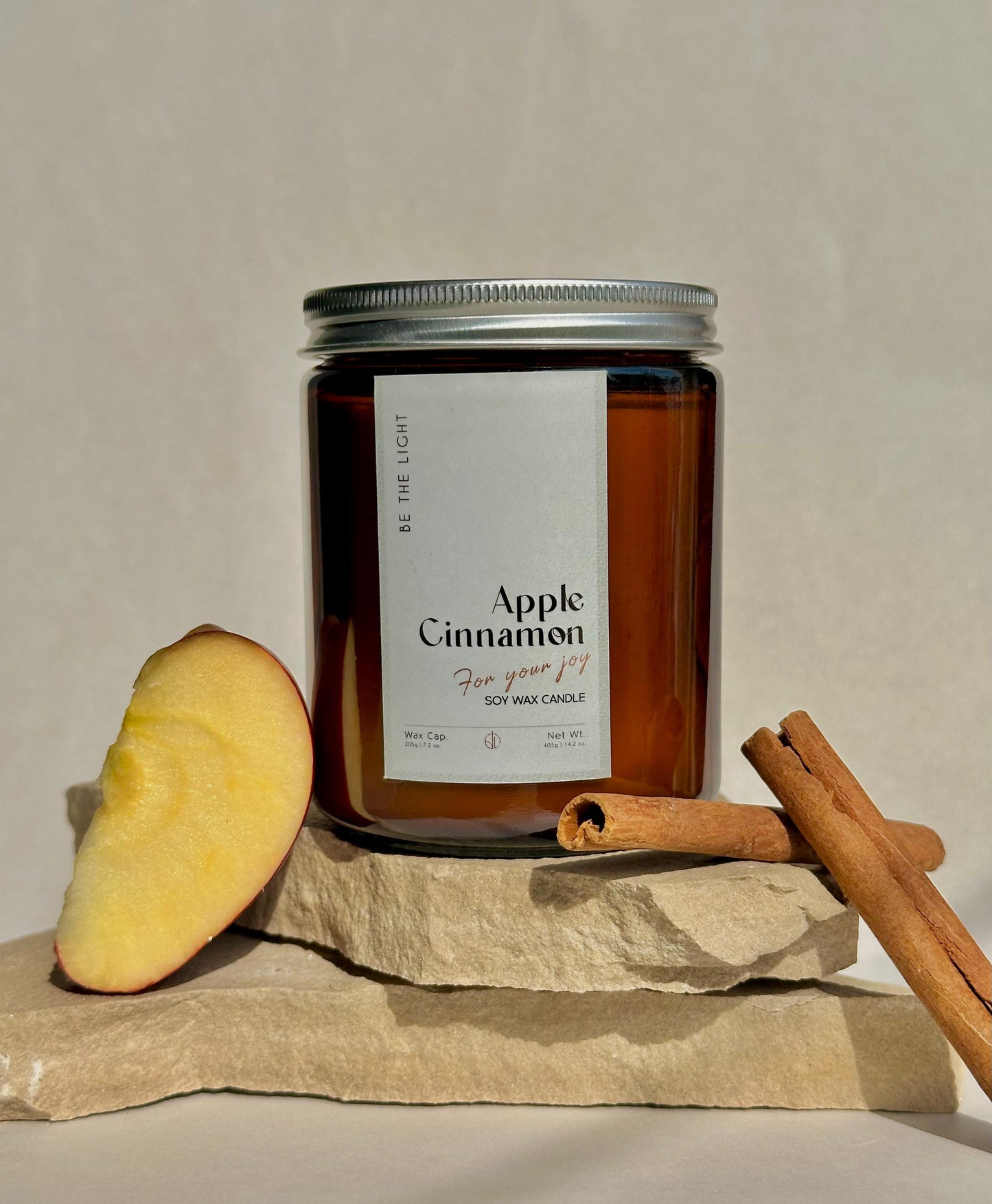 Apple Cinnamon Scented Candle – 100% Organic, Hand-Poured