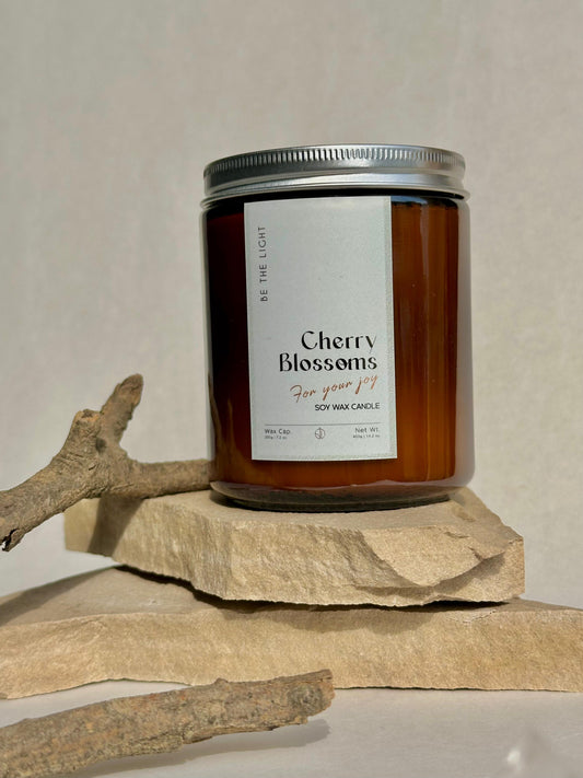 Cherry Blossom Scented Candle – Hand-Poured & 100% Organic Soy Wax