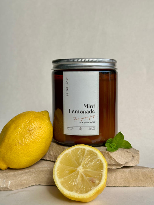 Mint Lemonade Scented Candle – Hand-Poured & 100% Organic Soy Wax