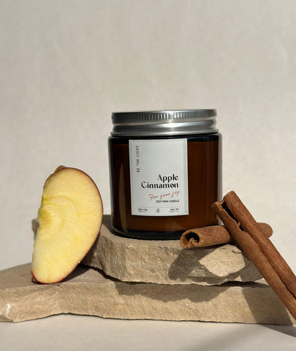 Apple Cinnamon Scented Candle – 100% Organic, Hand-Poured