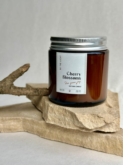 Cherry Blossom Scented Candle – Hand-Poured & 100% Organic Soy Wax