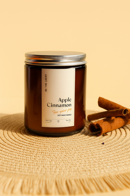 Apple Cinnamon Scented Candle – 100% Organic, Hand-Poured