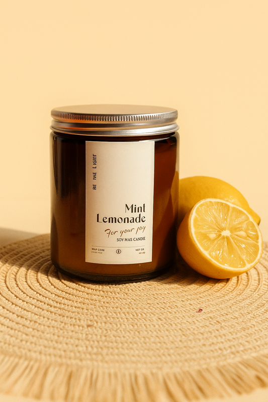 Mint Lemonade Scented Candle – Hand-Poured & 100% Organic Soy Wax