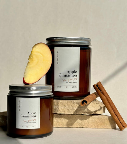 Apple Cinnamon Scented Candle – 100% Organic, Hand-Poured